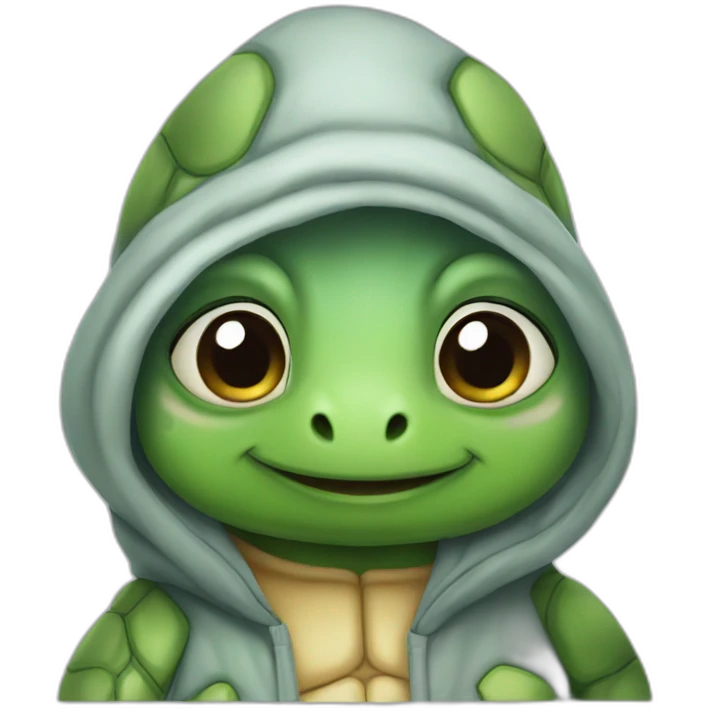 Little cartoon turtle wearing a hoodie emoji