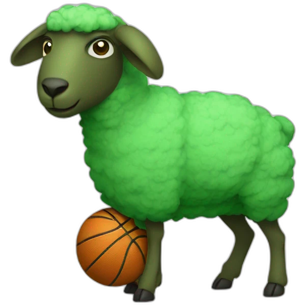 green sheep playing basketball emoji