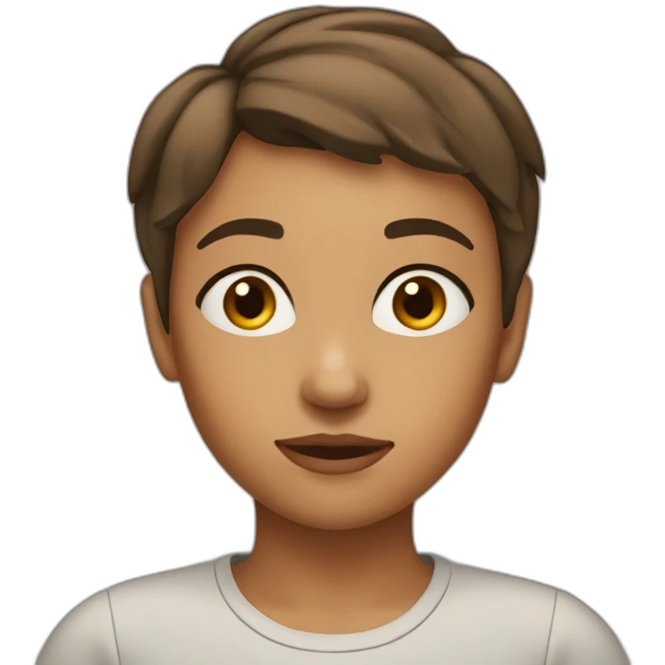 a brown-haired girl with a short haircut thought about it emoji
