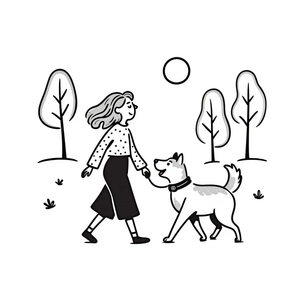 Blonde woman walking a happy Siberian husky  emoji