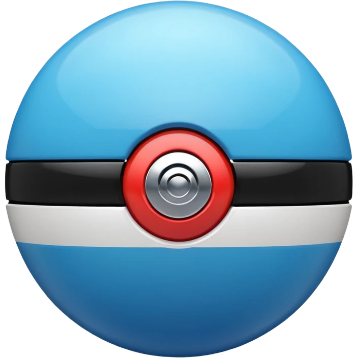 vibrant blue pokeball emoji with a black stripe and highlights emoji