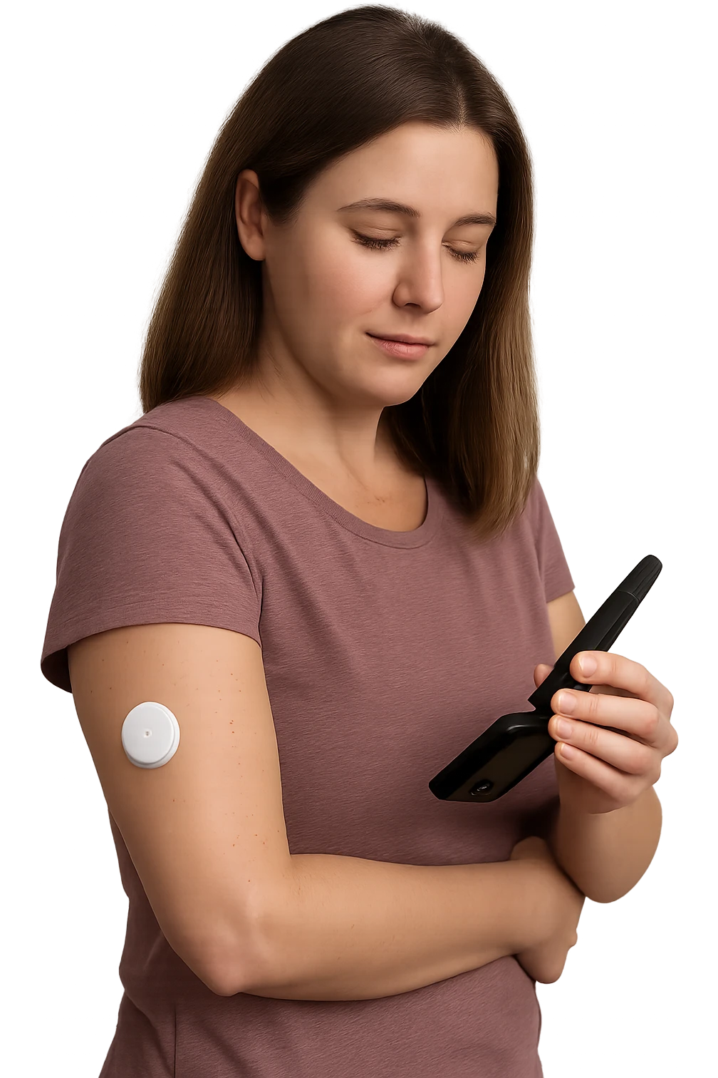 Donna che controlla la sua insulina immagine reale emoji