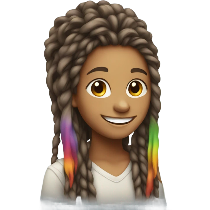 smiling girl with dreadlocks emoji
