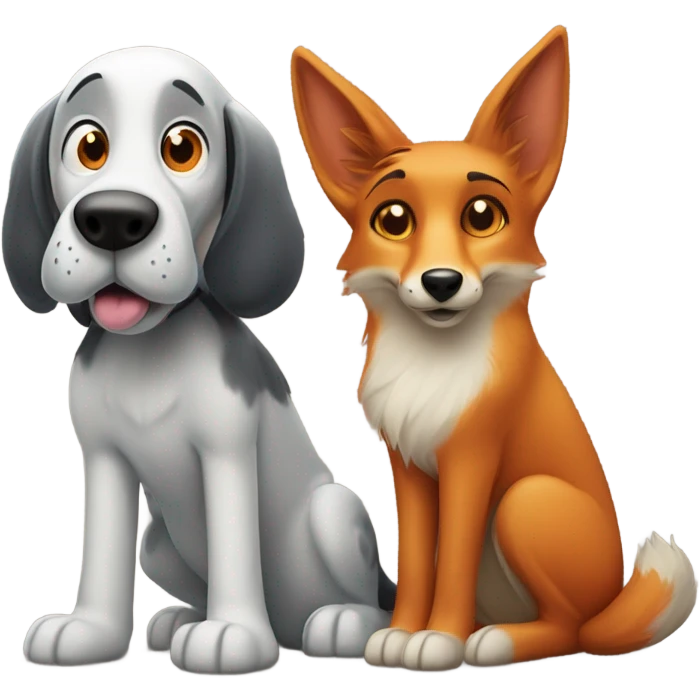 A hound dog and a fox sitting next to each other emoji
