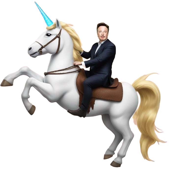 elon musk riding a farting unicorn emoji