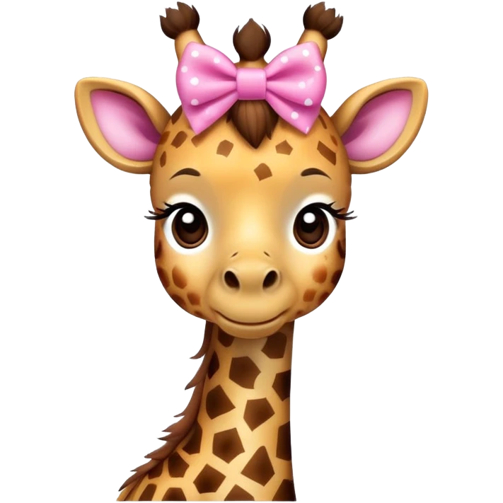 Cute giraffe with a pink bow emoji