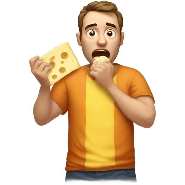 Guy overdosing on cheese emoji