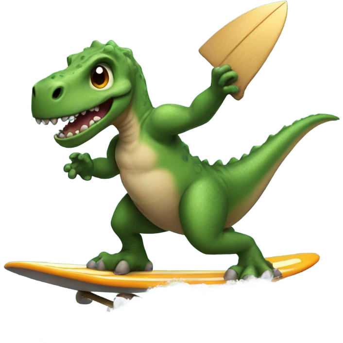 Dino surfing emoji
