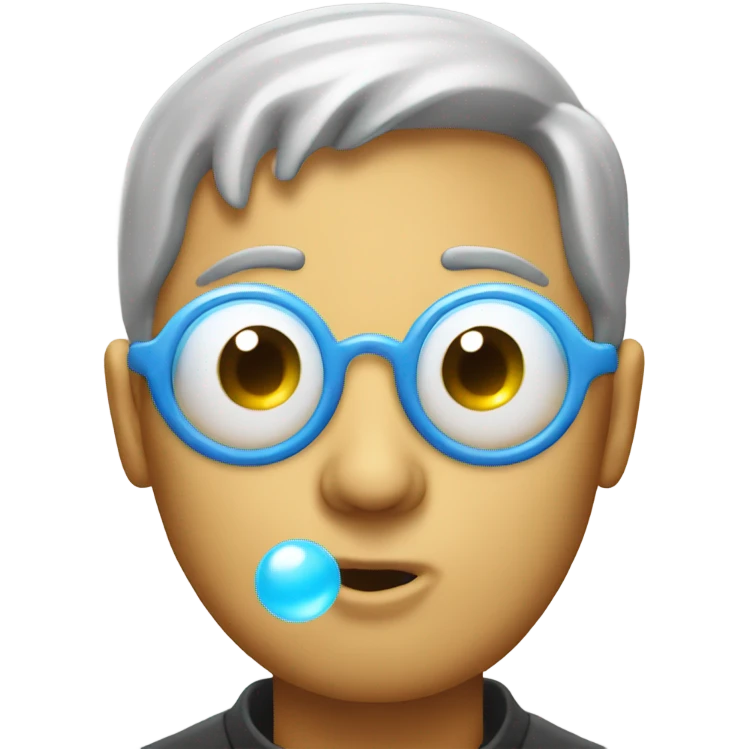 man with one eye blowing a bubble with gum emoji