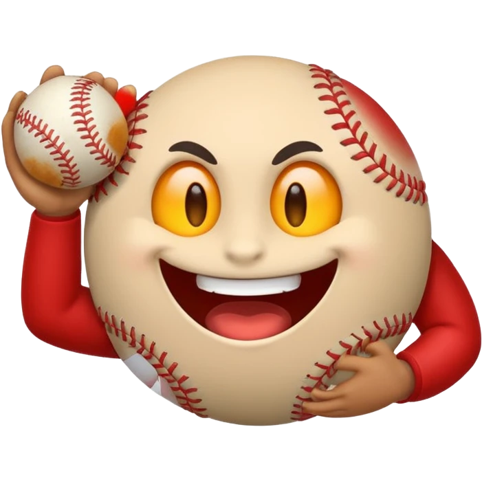 I want a emoji of a emoji with a evil smile throwing a baseball very hard emoji