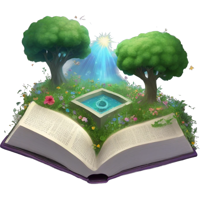 Holy Bible with a magical garden coming from it  emoji