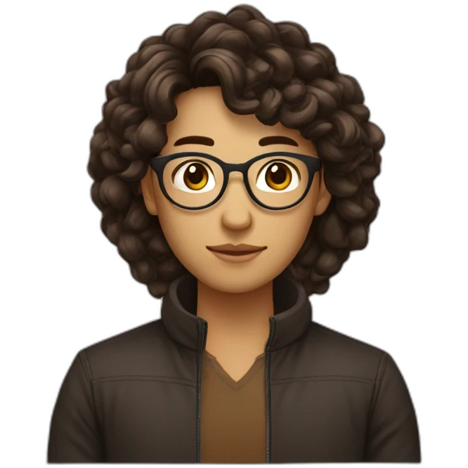 china con lentes y cabello marron oscuro emoji