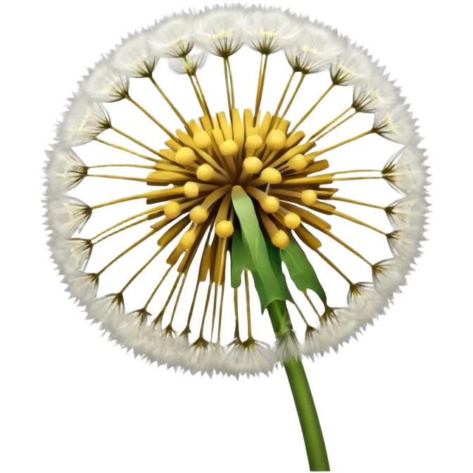 a hyperrealistic dandelion flower with many blow-seeds on it emoji