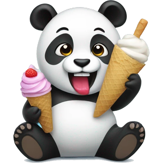 Panda eating ice cream emoji