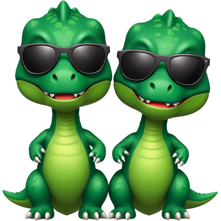2 t-rex wearing sunglasses in love emoji