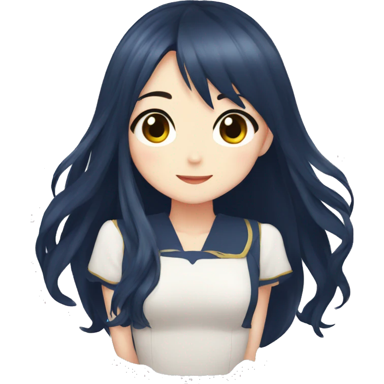 Cute anime girl with navy long hair emoji