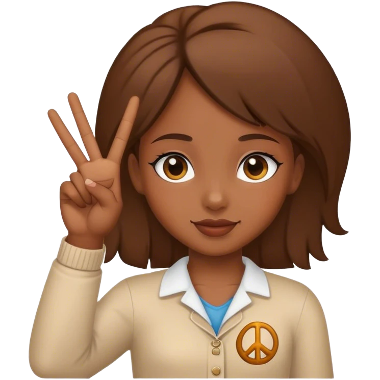 Girl holding up a peace sign  emoji
