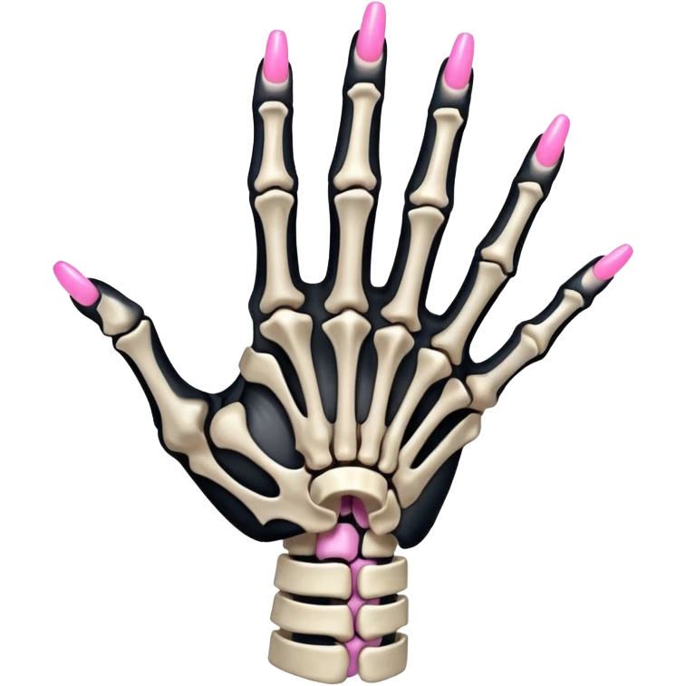 skeleton hand with long pink nails (5 fingers) emoji