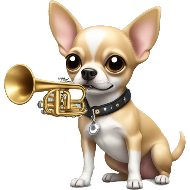 chihuahua qui joue de la trompette emoji