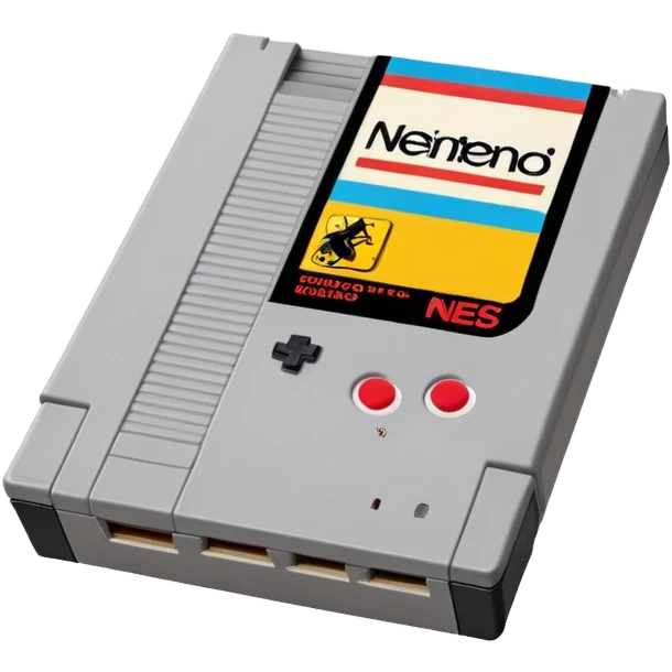 A classic Nintendo NES game cartridge with a colorful label emoji
