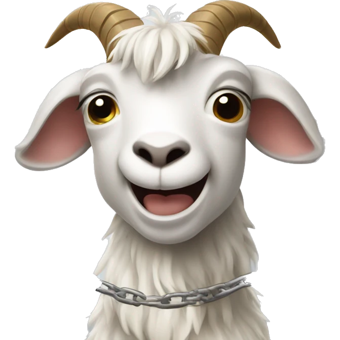 a goat singing with chains and a microphone emoji