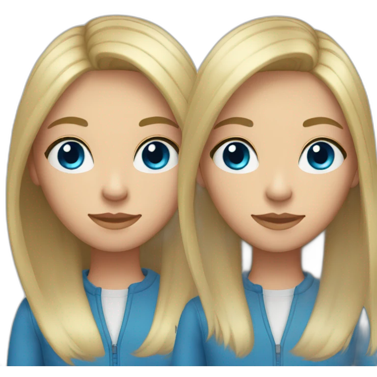Girl, straight short long straight hair, blue eyes  emoji
