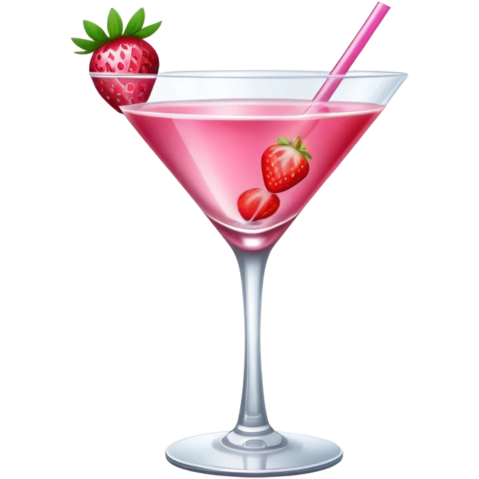 pink cocktail drink in martini glass with strawberry garnish emoji