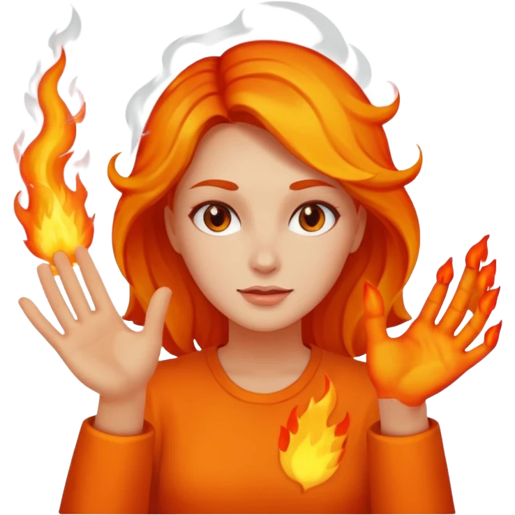 woman with her hand on fire emoji