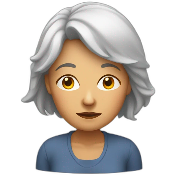 a tired middleaged woman with a deep inner world emoji