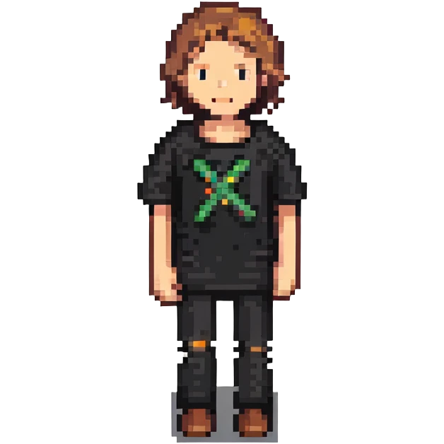 pixel art stick man with a T-shirt, minimal emoji