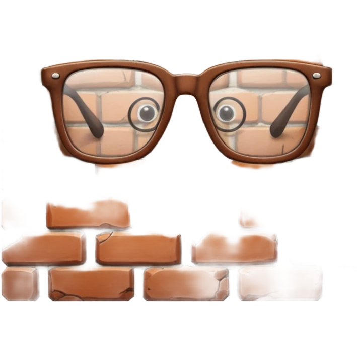 Brick wall with glasses emoji