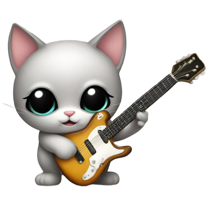 A little cat with gitar emoji
