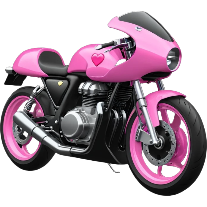 moto sportiva con un cuore rosa fluorescente che sfuma verso il nero emoji