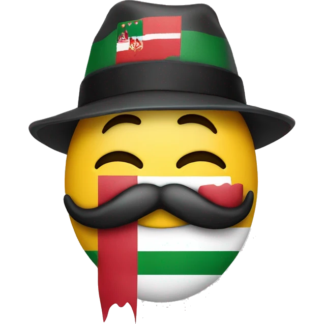  emoji biting lips with hat with hungarian flag on the hat emoji