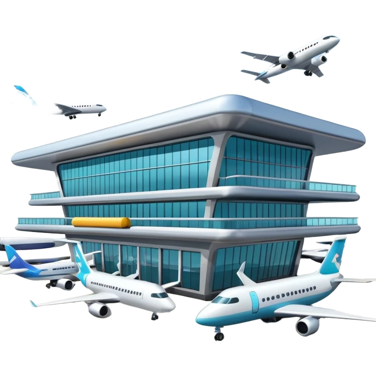 3d terminal building, planes emoji