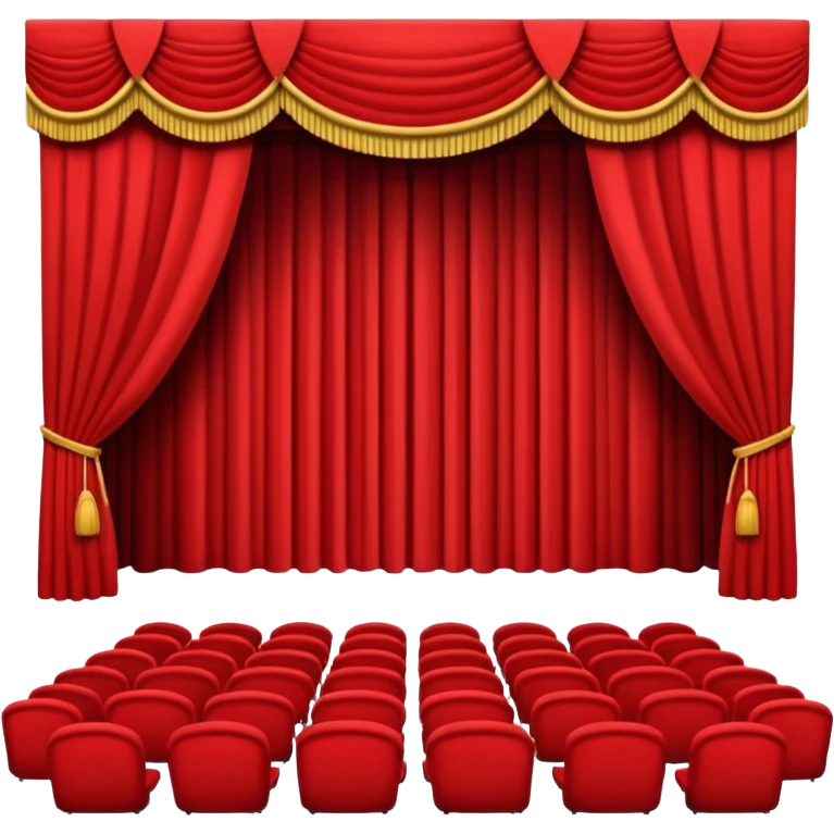 An emoji of an empty theatre stage with red curtains, simple emoji