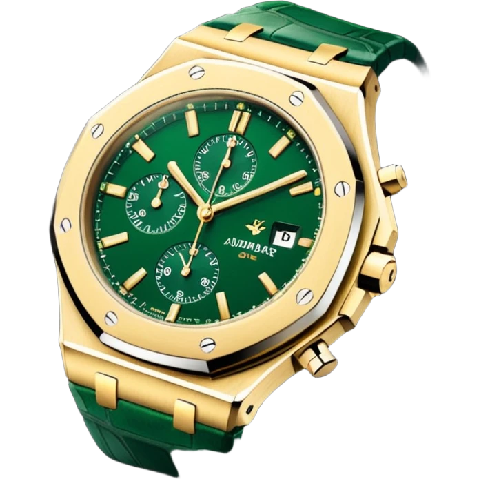 green audemars piguet watch (without text), black bugatti, and a dark green dragon  emoji