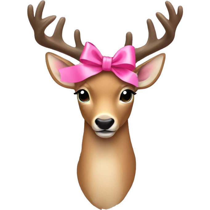 deer with a pink bow around it emoji