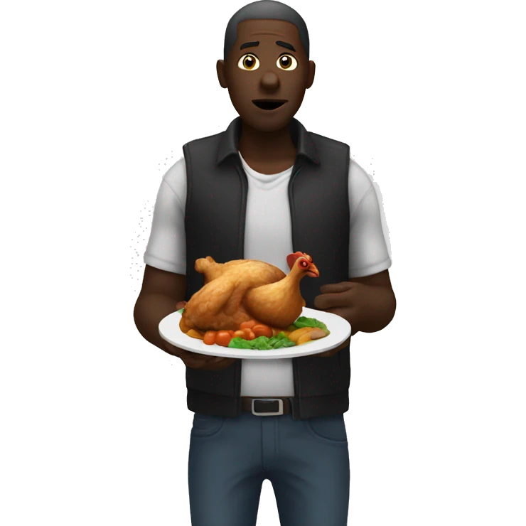 dark man eating chicken  emoji