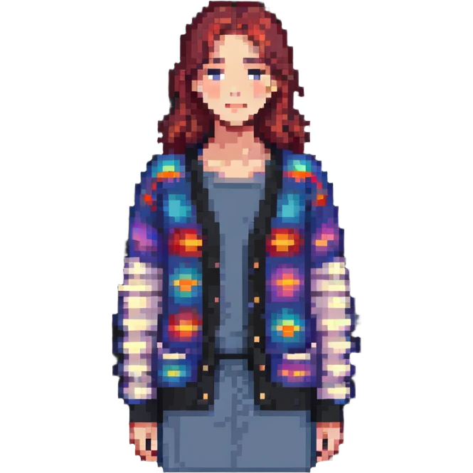 gray woman knit cardigan, simple pose emoji
