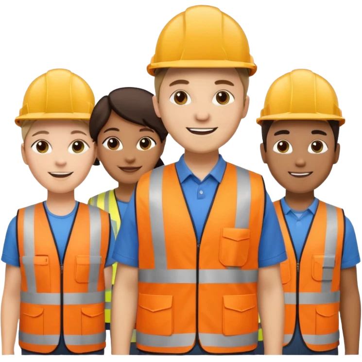 group of multiracial railway engineer standing emoji