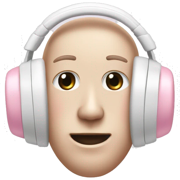 White Head phones w light pink bows on each side emoji