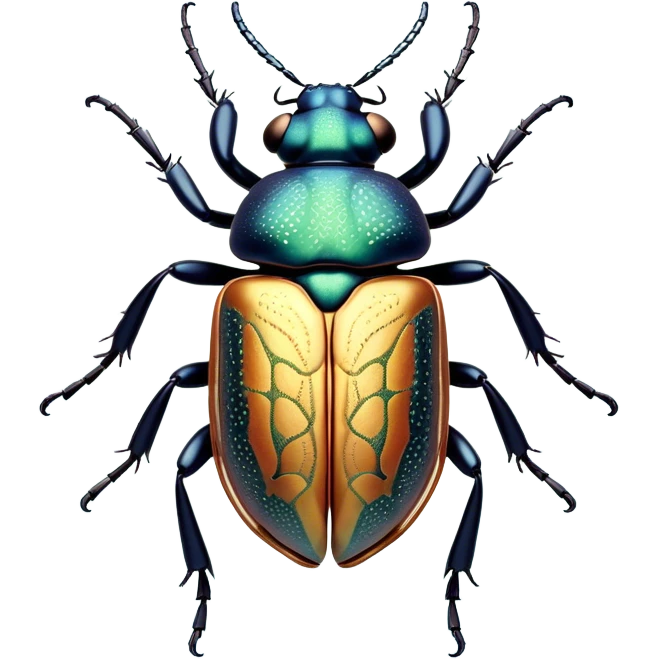 Beautiful and Majestic Beetle Portrait Emoji, Head and body rendered in serene repose with a gentle, content smile, showcasing a robust, intricately patterned exoskeleton with softly closed eyes in tranquil slumber, Simplified yet exquisitely endearing features, highly detailed, glowing with a soft, drowsy metallic light, high shine, relaxed and utterly noble, stylized with an air of timeless natural grandeur, soft glowing outline, capturing the essence of a beautiful and majestic beetle that embodies the refined strength of nature! emoji