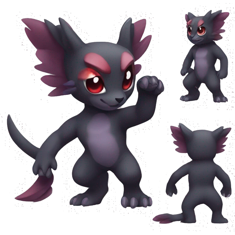 Cute cool dark black red purple animal hybrid Fakemon full body emoji