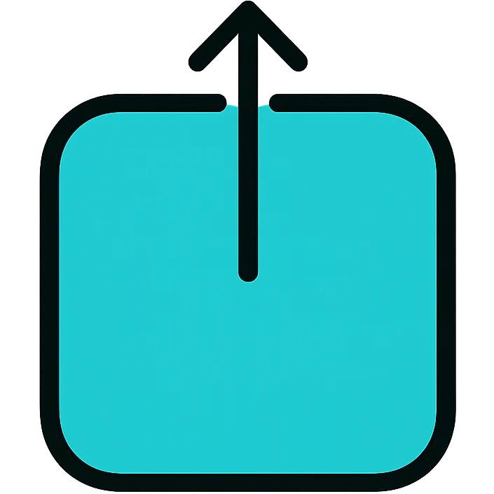 Apple-style iOS share button, rounded square with arrow pointing outward, minimalist design emoji