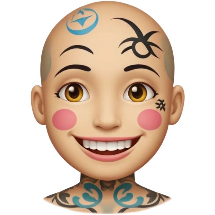 Smiley face with face tattoos  emoji
