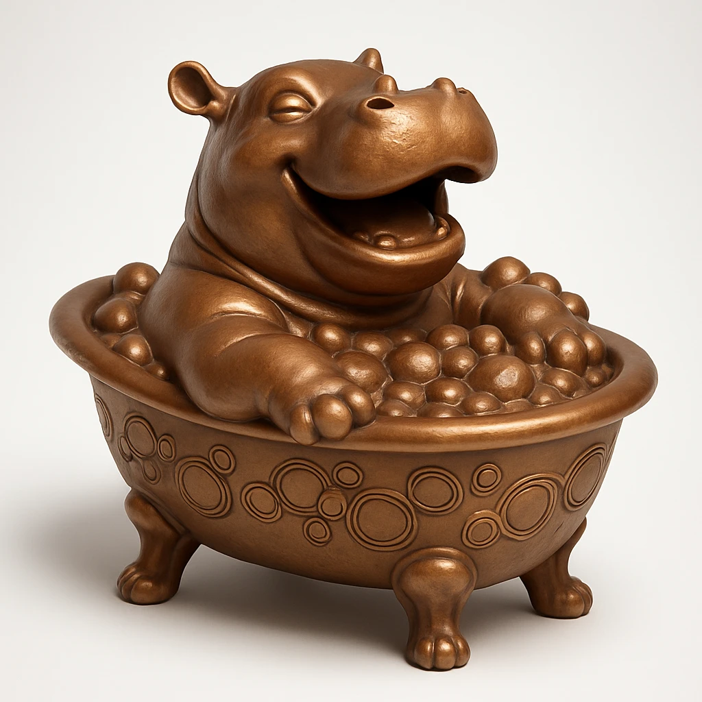 happy hippo with bubbles in bathtub emoji