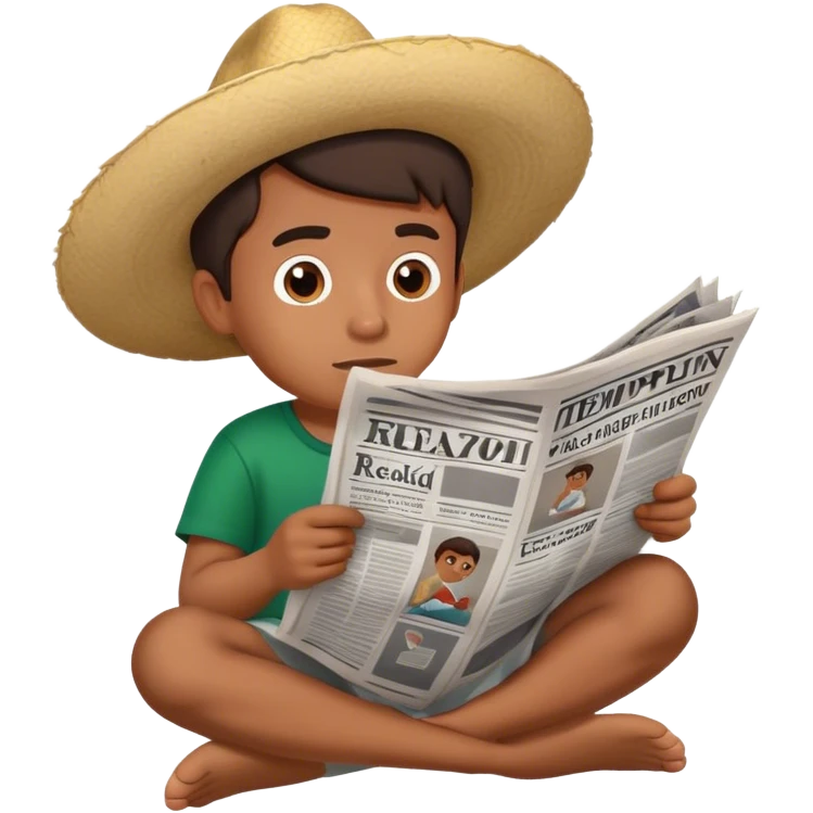 Mexican boy pooping with newspaper emoji