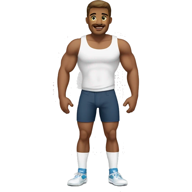 Men , body , body build, muscles , color white , socks long , version anme emoji