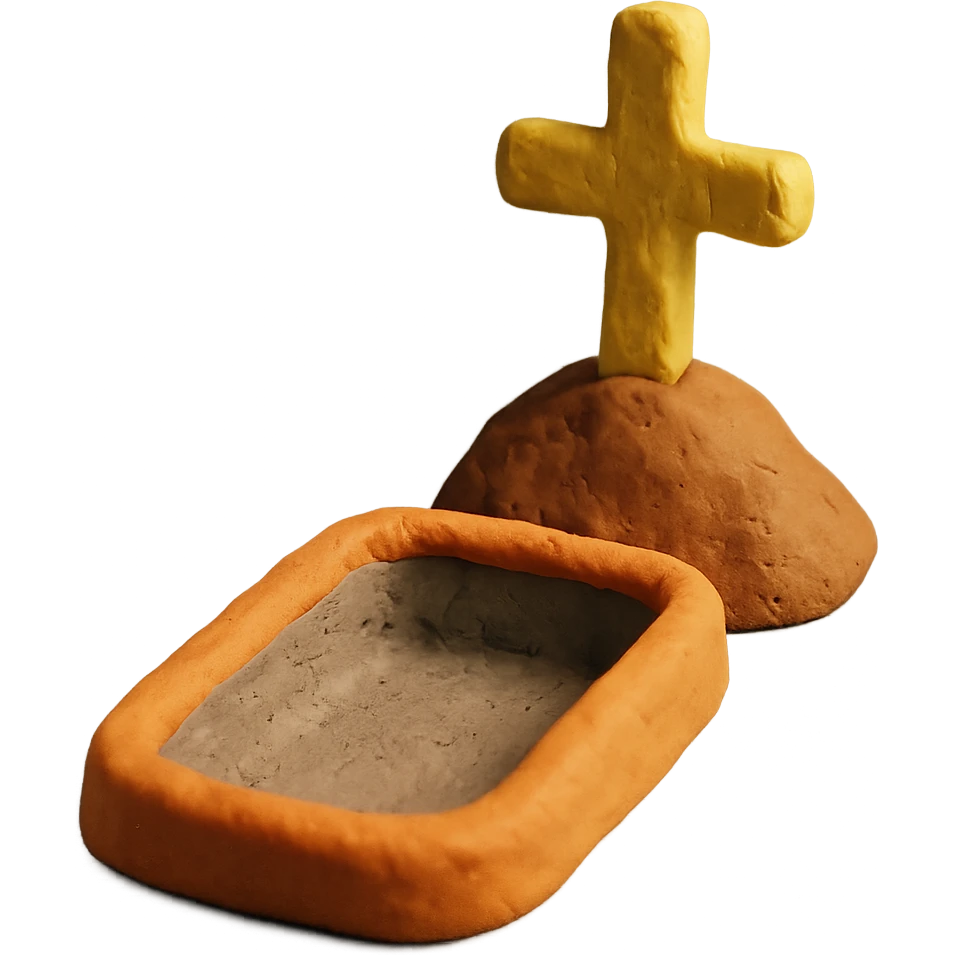 claymation style grave emoji